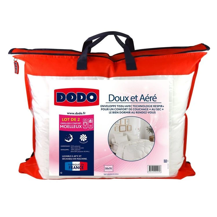 DODO Lot De 2 Oreillers Moelleux Doux Et Aéré Respir' 3 DODO Lot De 2 Oreillers Moelleux Doux Et Aéré Respir'