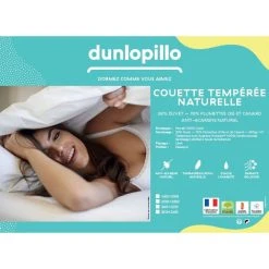 DUNLOPILLO Couette Tempérée En Percale De Coton Garnissage Naturel Traitée Anti-acariens PRONEEM 300 G/m² -vidaXL BOUTIQUE B2CD 91