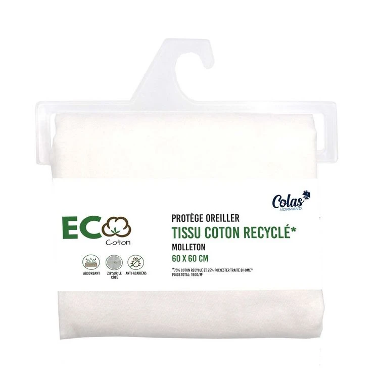 COLAS NORMAND Protège Oreiller Absorbant En Coton Recyclé Anti Acariens ECO 3 COLAS NORMAND Protège Oreiller Absorbant En Coton Recyclé Anti Acariens ECO