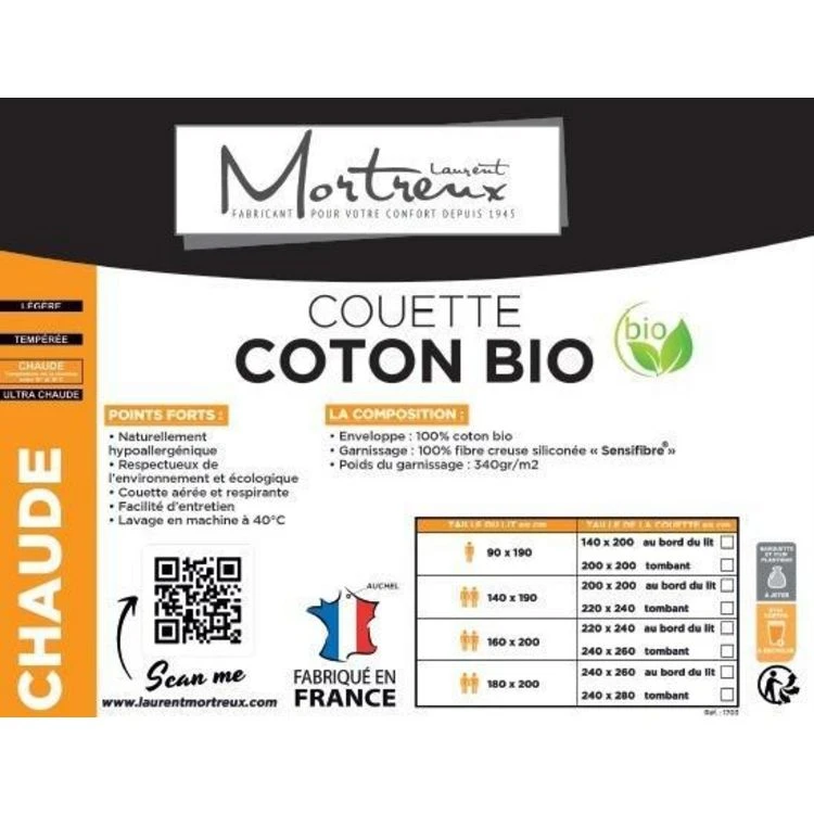 Mortreux Couette Blanche Coton Bio - Mi-saison 4 Mortreux Couette Blanche Coton Bio - Mi-saison – Image 2