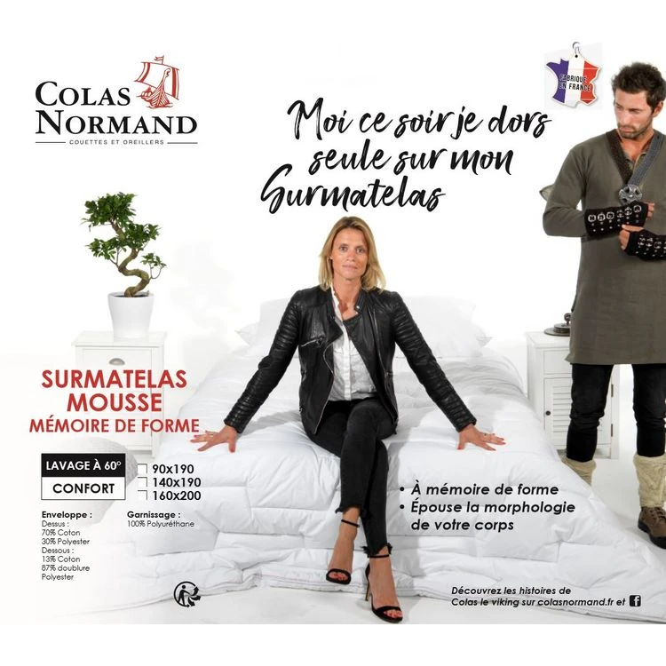 COLAS NORMAND Surmatelas En Mémoire De Forme COLAS NORMAND 5 COLAS NORMAND Surmatelas En Mémoire De Forme COLAS NORMAND – Image 3