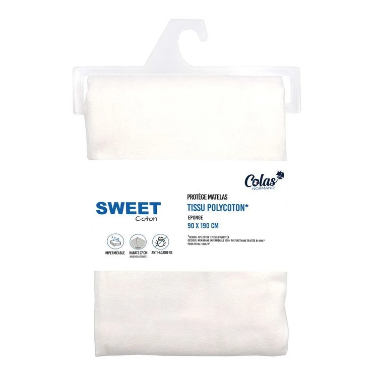COLAS NORMAND Protège Matelas Imperméable En Polycoton Anti Acariens SWEET 3 COLAS NORMAND Protège Matelas Imperméable En Polycoton Anti Acariens SWEET